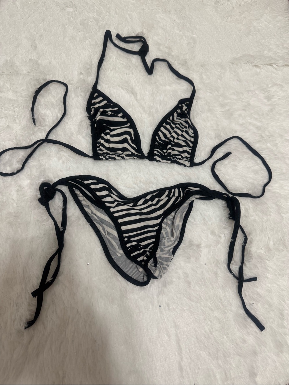 New small black zebra y2k dancer bikini low rise scrunch festival rave goth emo